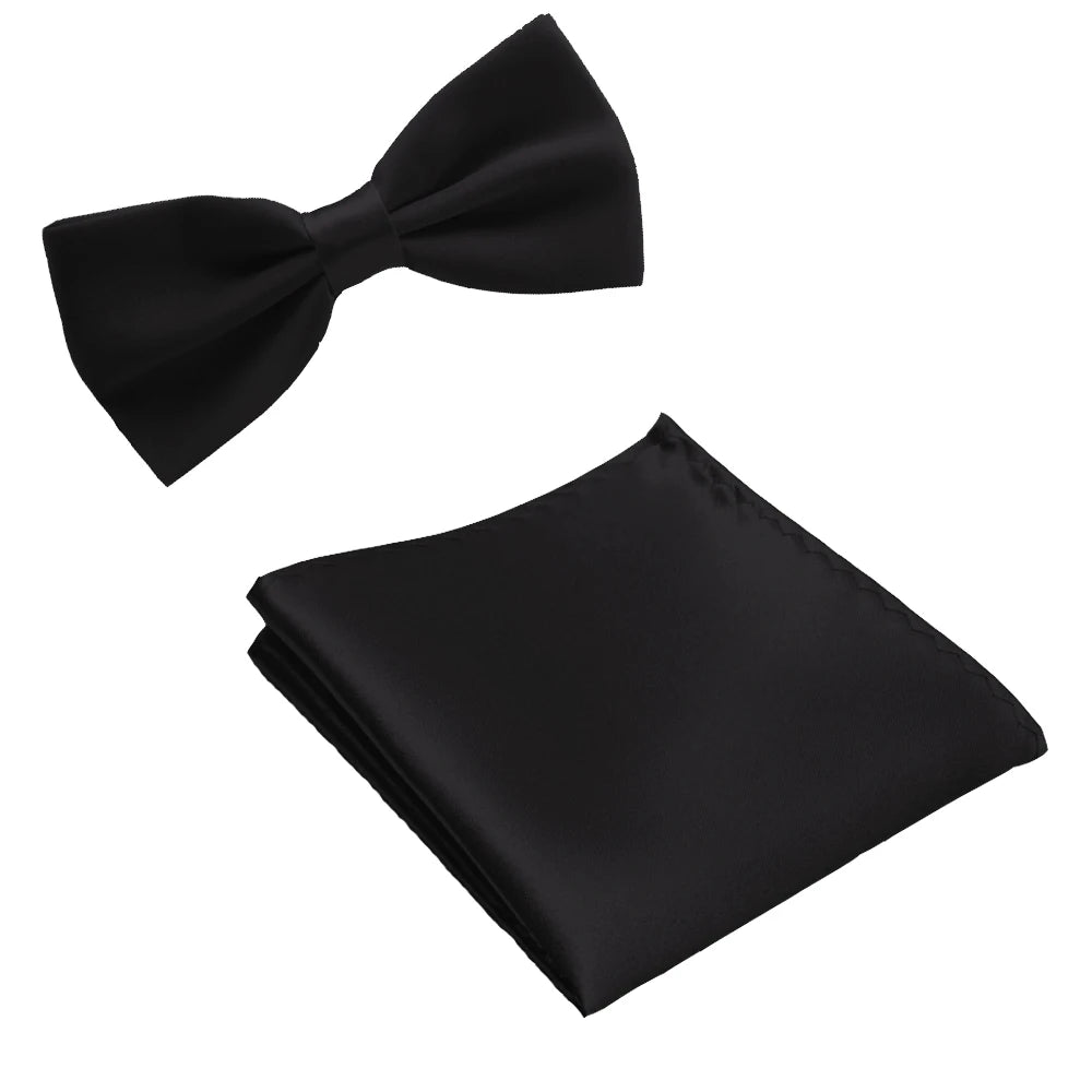 Classic Solid Bow Tie & Pocket Square Set