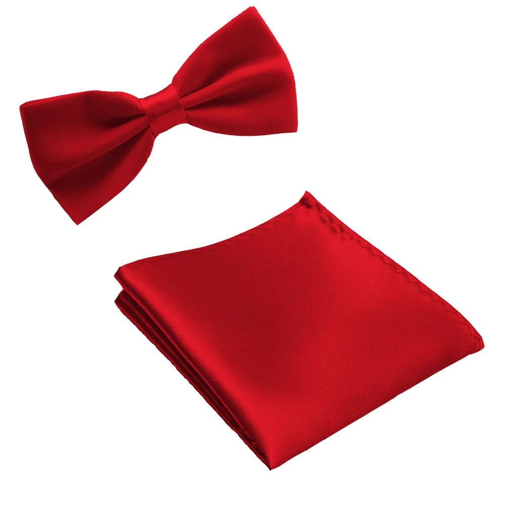 Classic Solid Bow Tie & Pocket Square Set