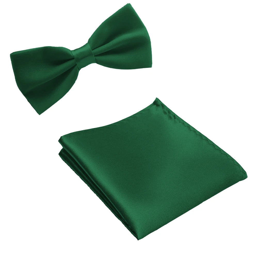 Classic Solid Bow Tie & Pocket Square Set