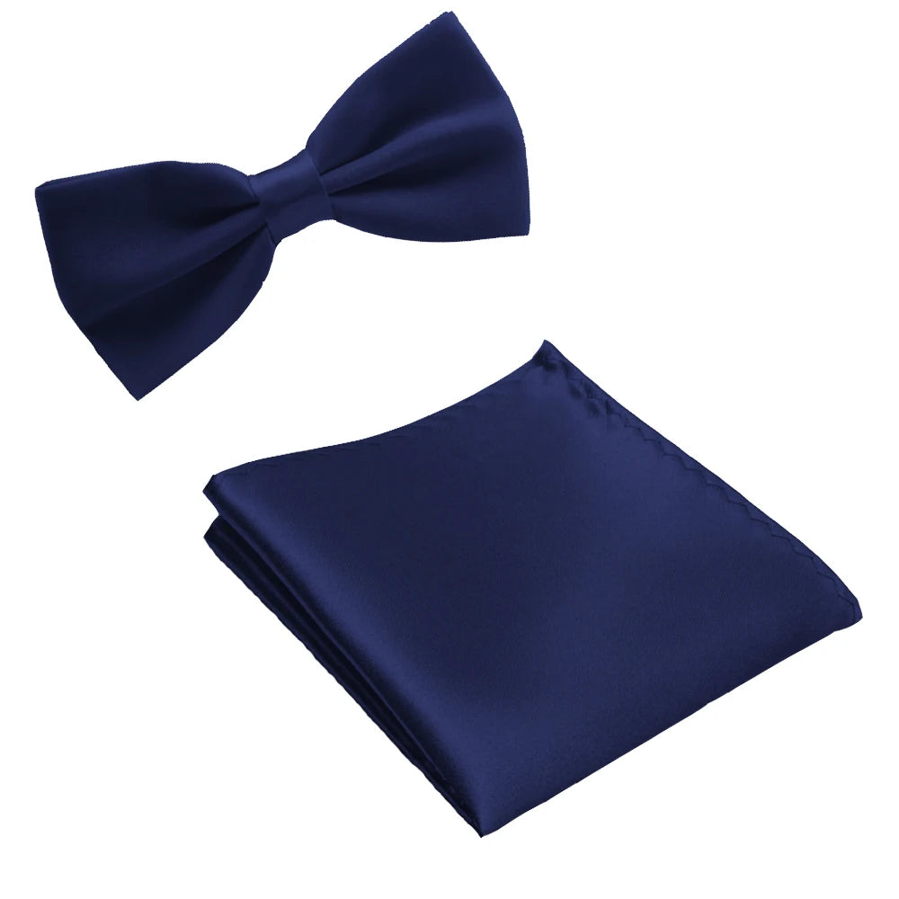 Classic Solid Bow Tie & Pocket Square Set