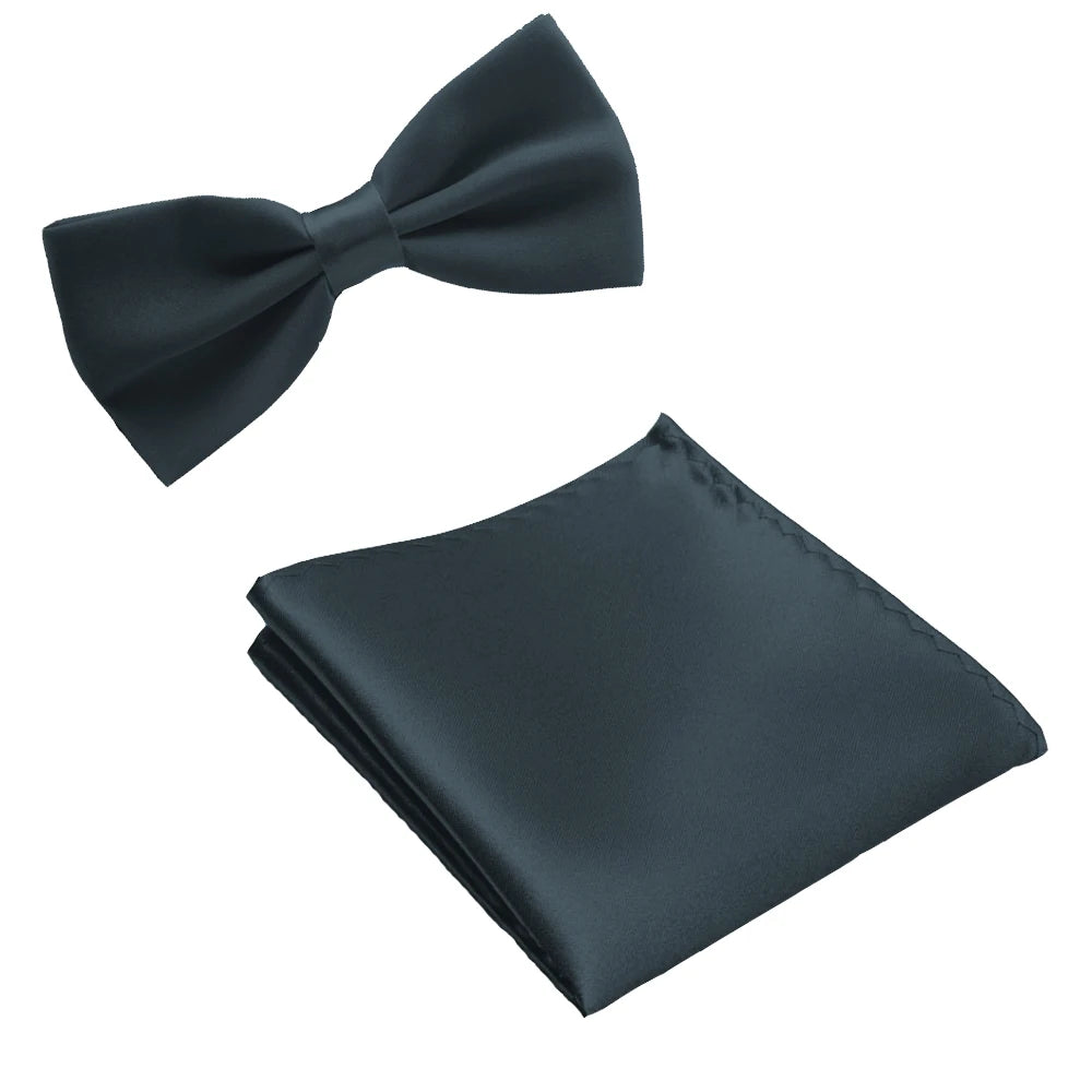 Classic Solid Bow Tie & Pocket Square Set