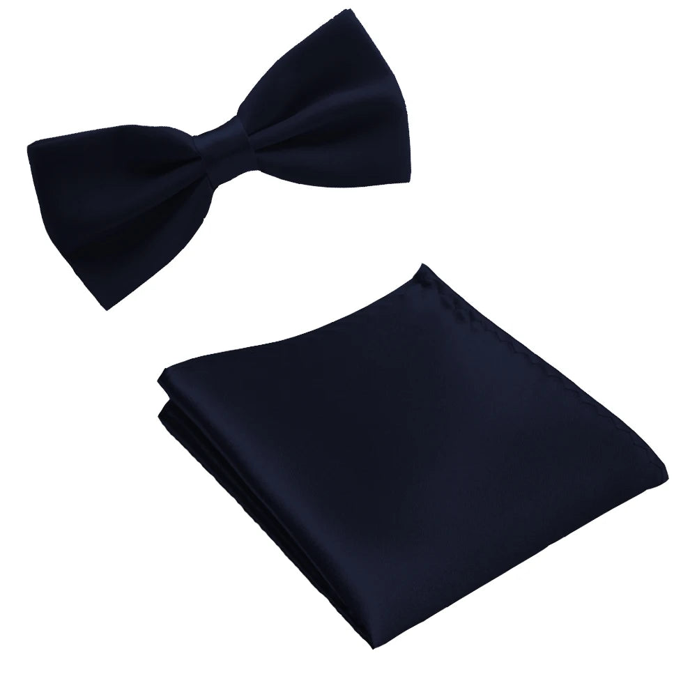 Classic Solid Bow Tie & Pocket Square Set