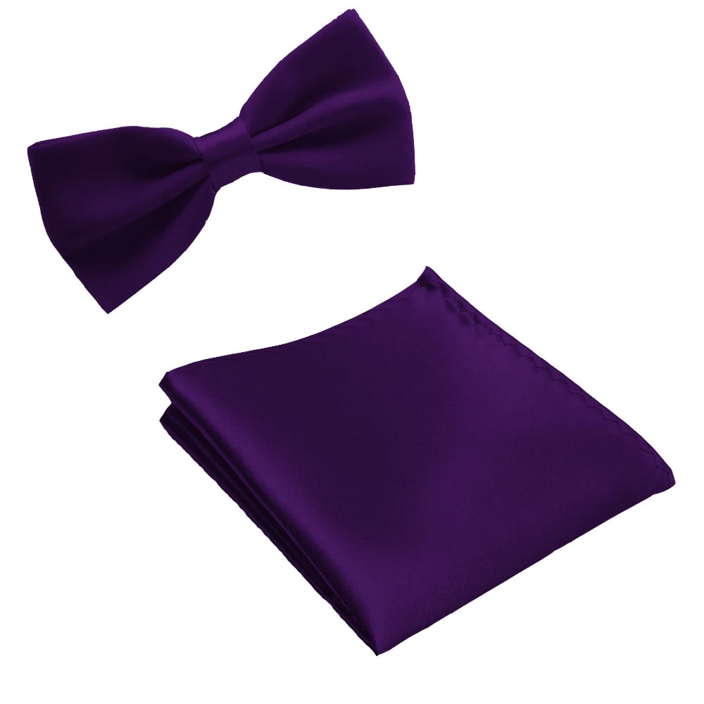 Classic Solid Bow Tie & Pocket Square Set