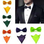 Classic Solid Bow Tie & Pocket Square Set