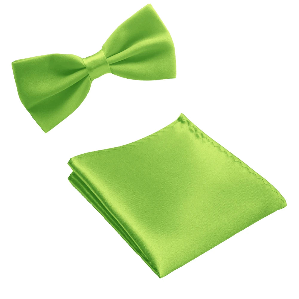 Classic Solid Bow Tie & Pocket Square Set