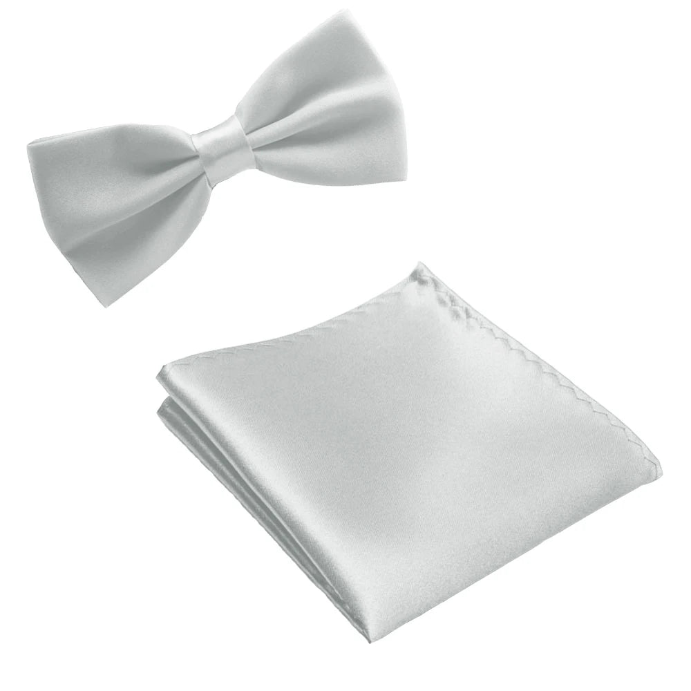 Classic Solid Bow Tie & Pocket Square Set