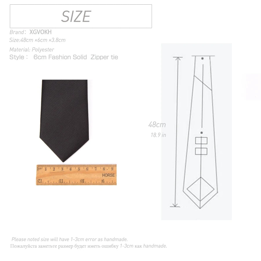 Solid Zipper Necktie