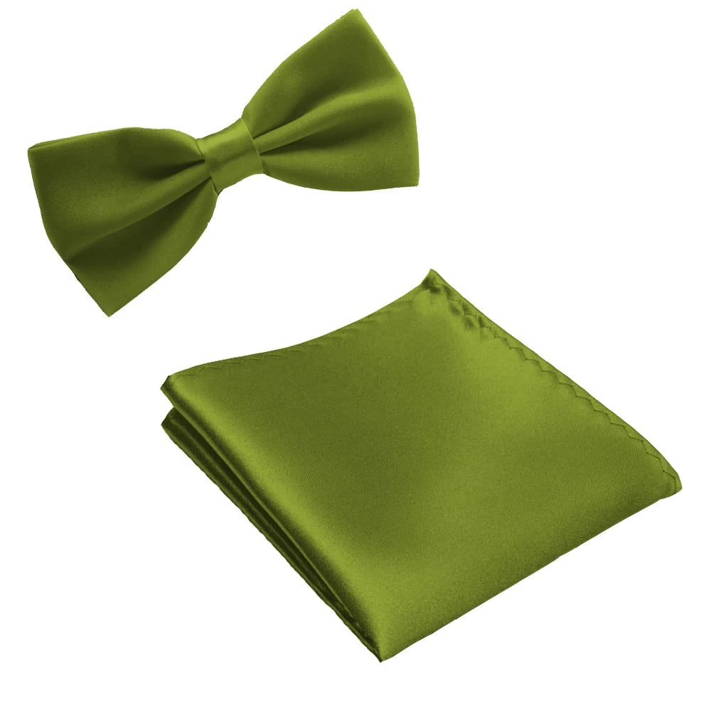 Classic Solid Bow Tie & Pocket Square Set