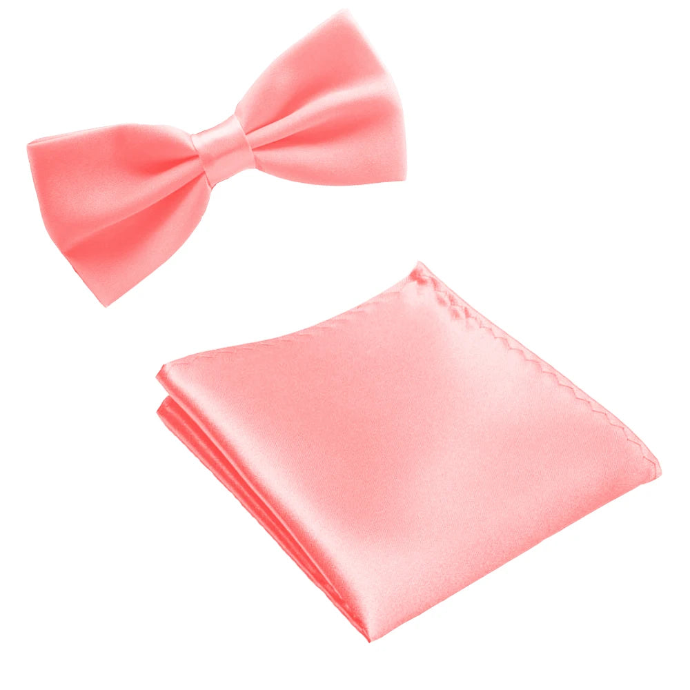Classic Solid Bow Tie & Pocket Square Set