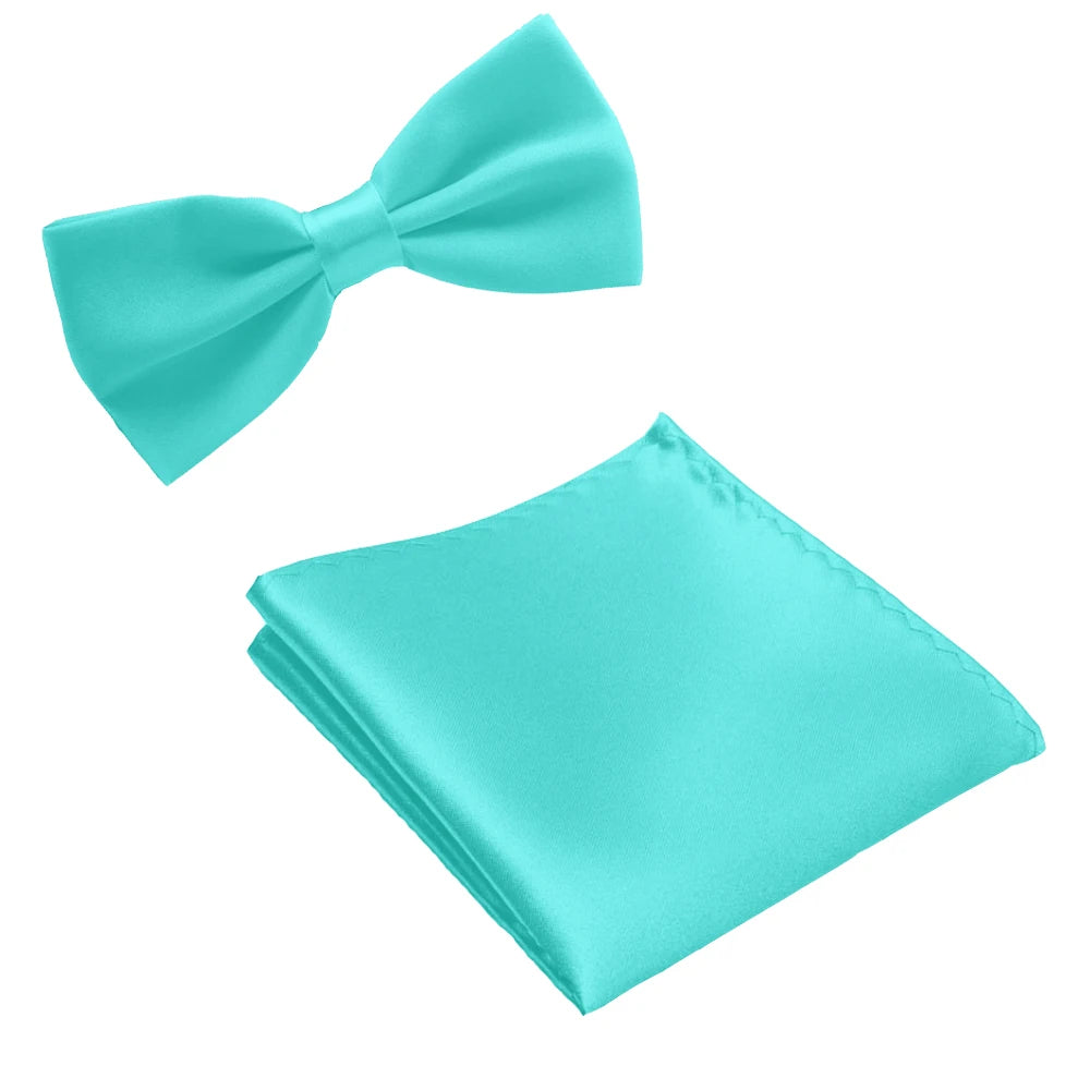 Classic Solid Bow Tie & Pocket Square Set