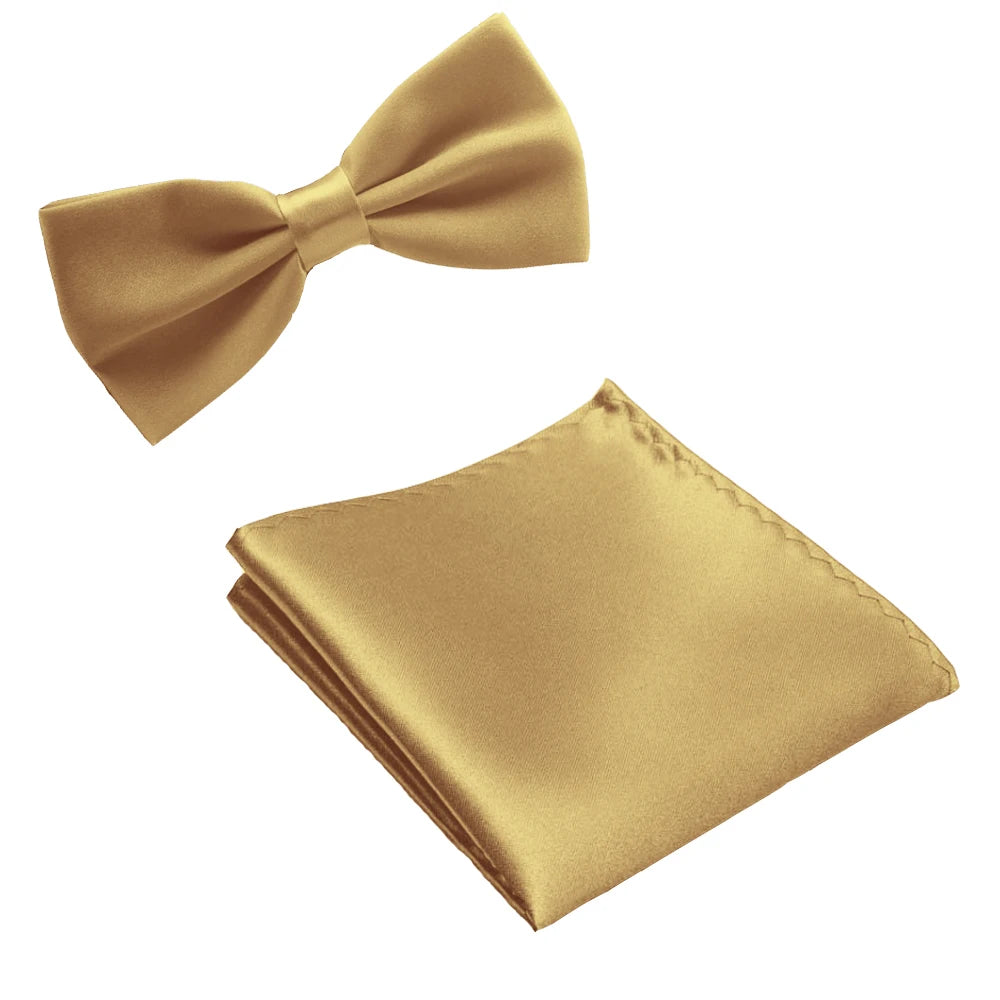 Classic Solid Bow Tie & Pocket Square Set
