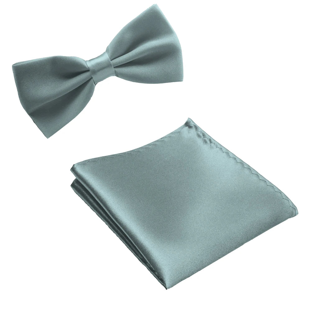 Classic Solid Bow Tie & Pocket Square Set