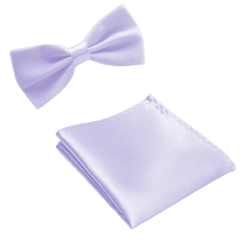Classic Solid Bow Tie & Pocket Square Set
