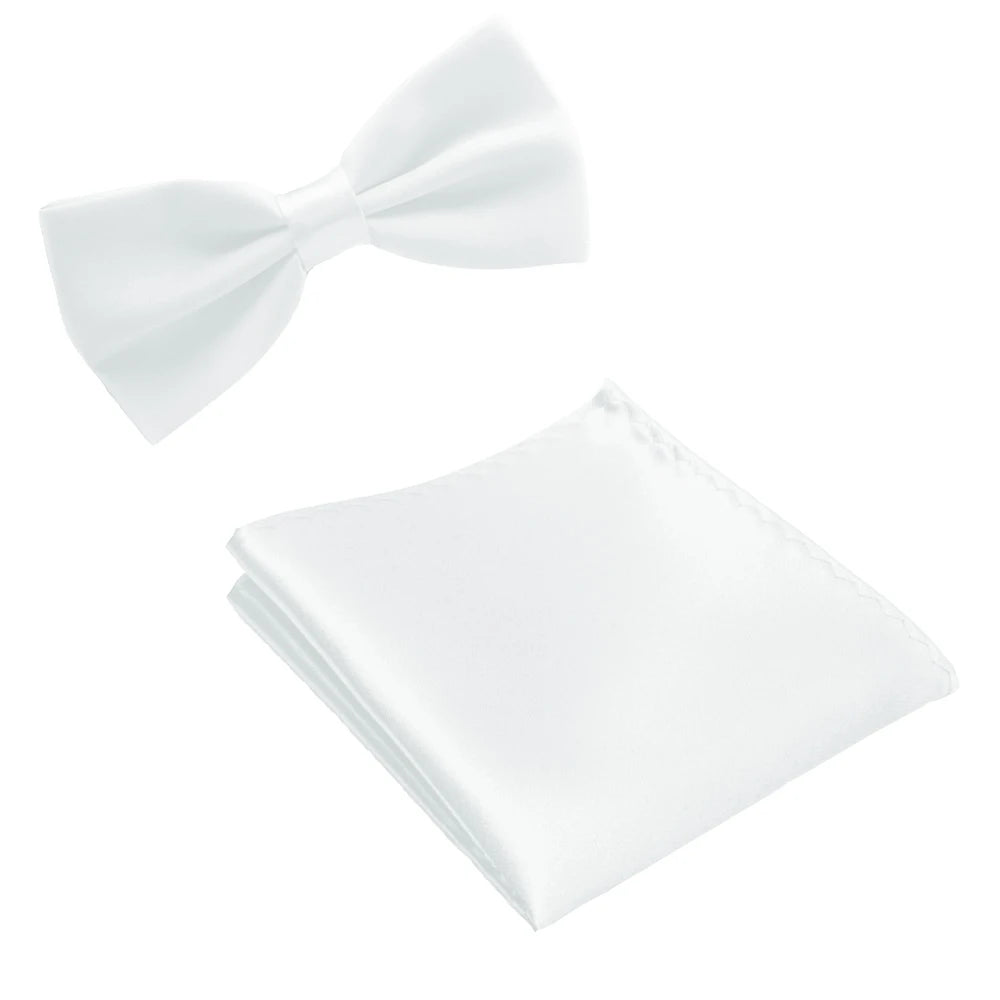 Classic Solid Bow Tie & Pocket Square Set